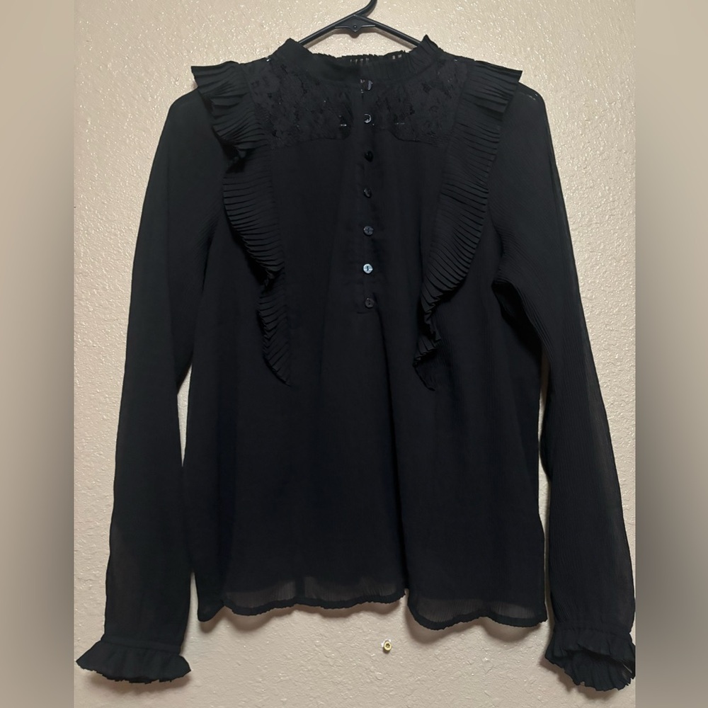 Chic Black Ruffled Blouse for Women